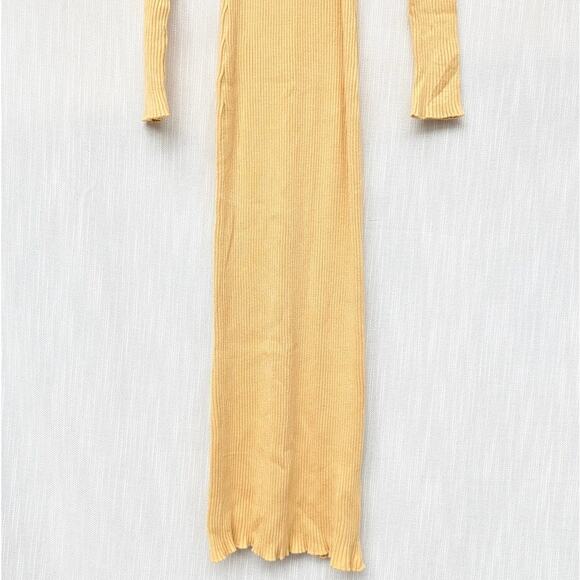 NWT NA-KD Light Yellow Knitted Ribbed Long Sleeve Maxi Dress, size S - Picture 3 of 10